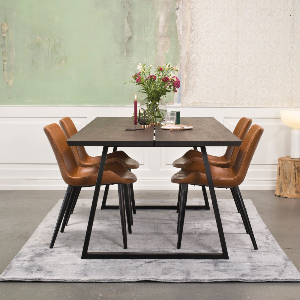 Kristensen and Kristensen Forest Custom Dining Table With Steel Trapez Leg