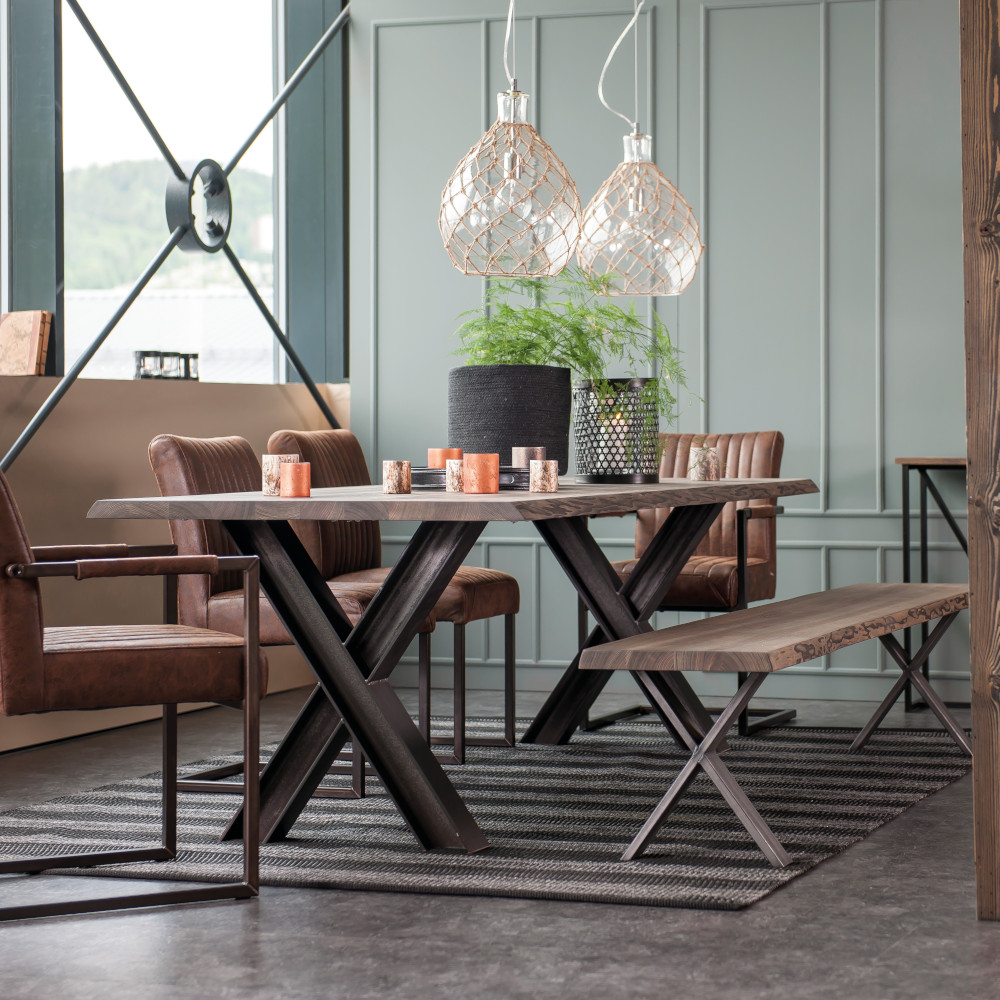 Kristensen and Kristensen Forest Custom Dining Table With HX Steel Leg