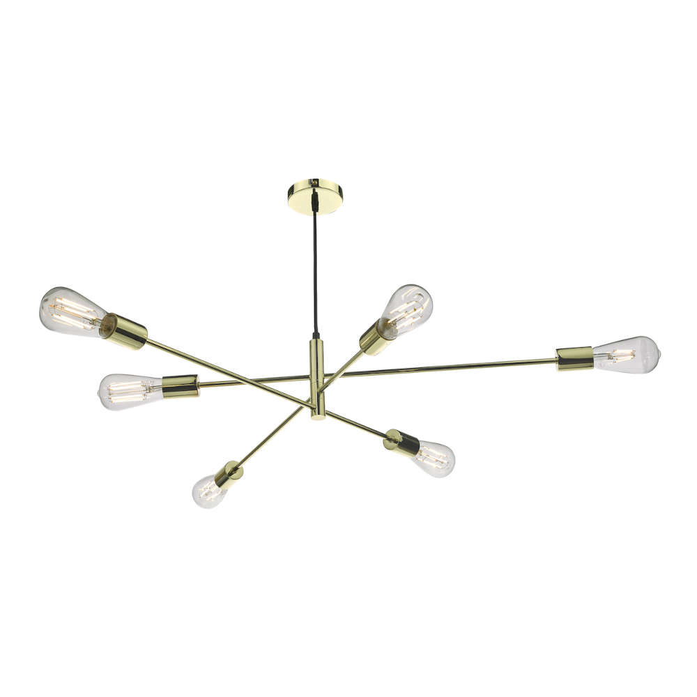 där Alana 6 Light Pendant Polished Gold