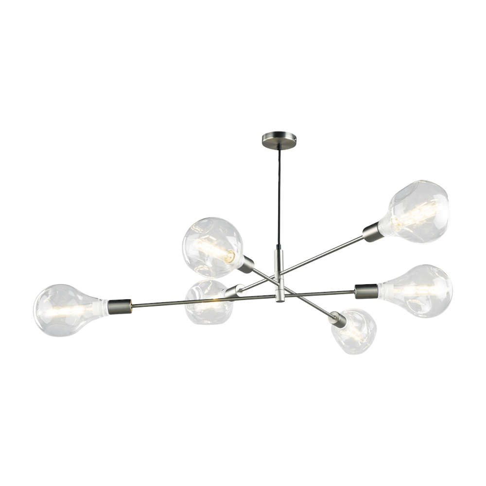 där Alana 6 Light Pendant Satin Chrome