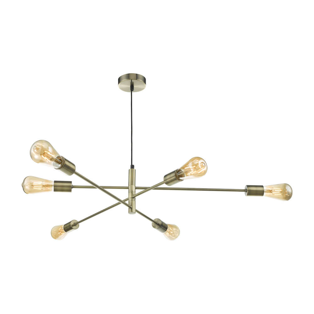 där Alana 6 Light Pendant Antique Brass