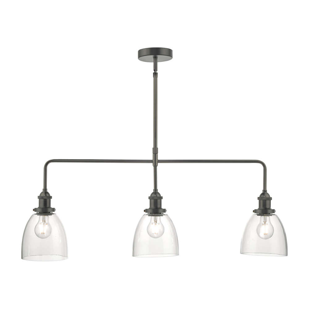 där Arvin 3 Light Bar Pendant Antique Chrome Glass