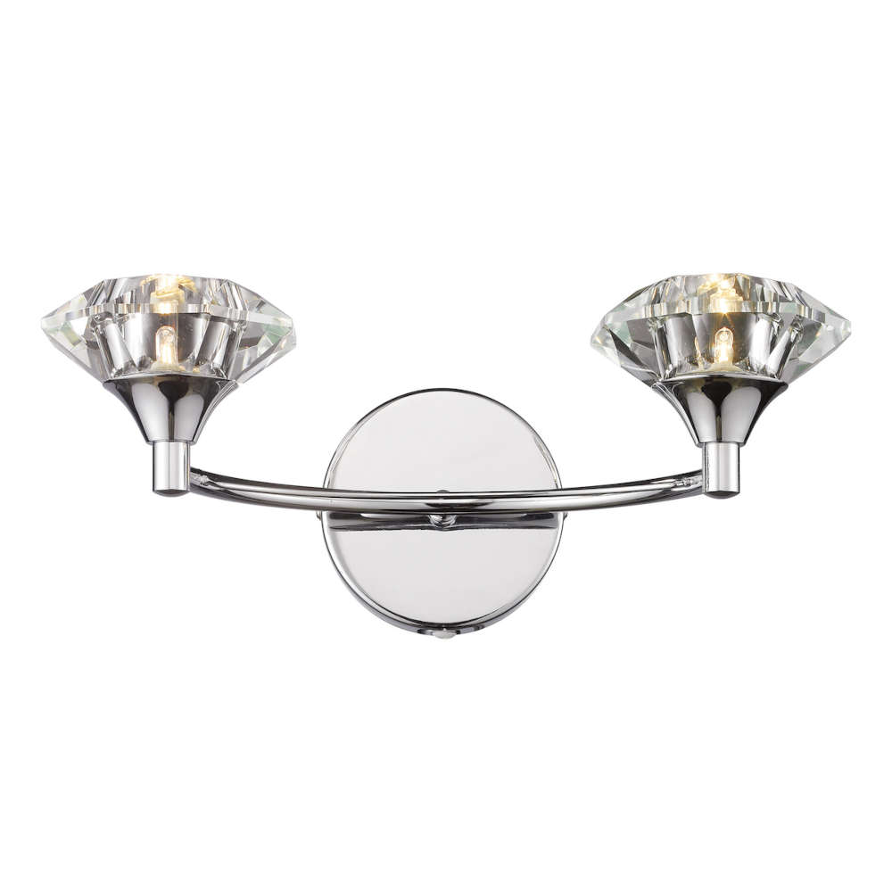 där Luther 2 Light Wall Light Polished Chrome Crystal