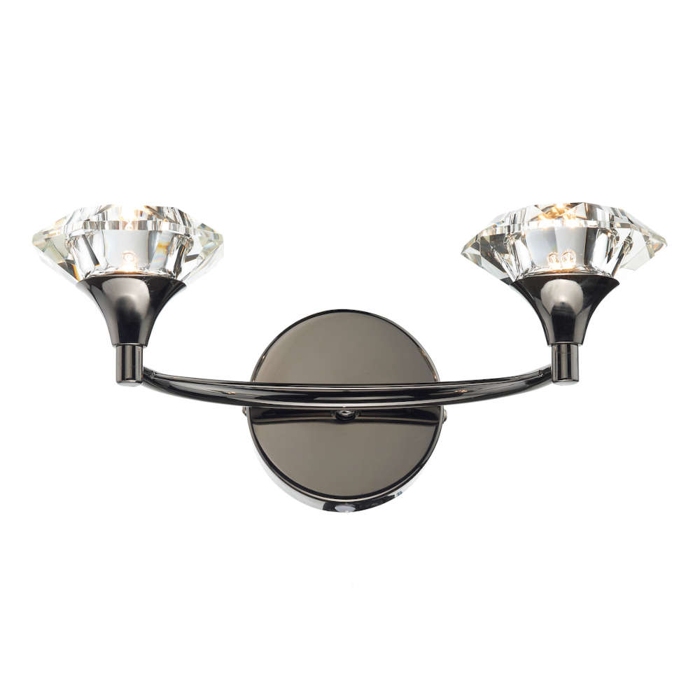 där Luther 2 Light Wall Light Black Chrome Crystal