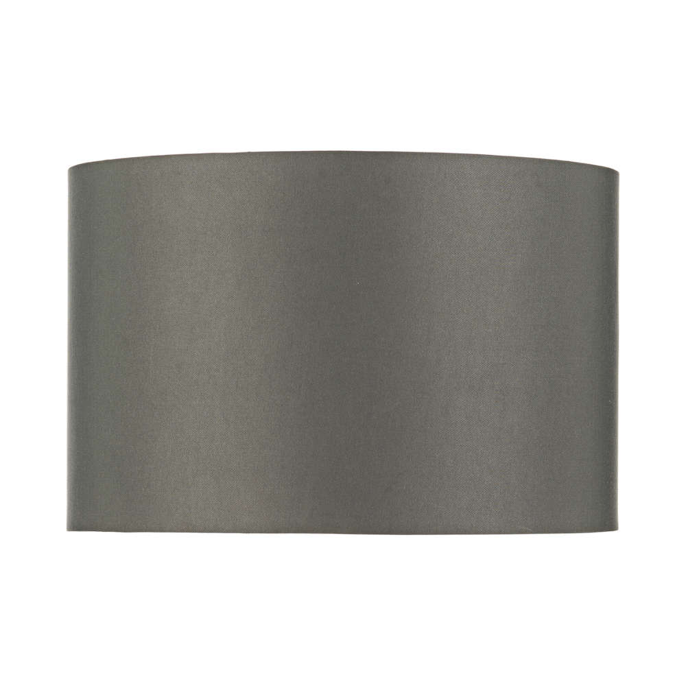 där Bokara Drum Shade Grey Faux Silk Satin 38cm