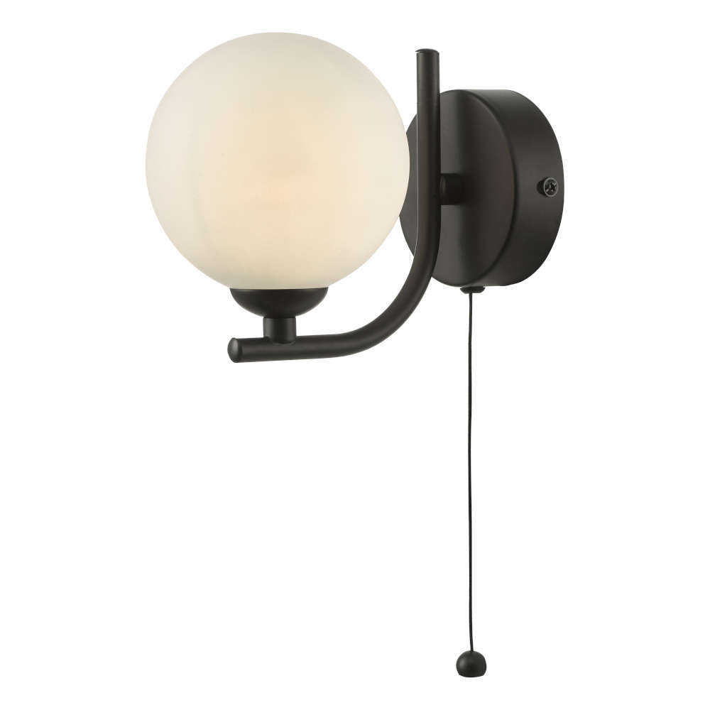 där Cradle 1 Light Wall Light Matt Black With Opal Glass