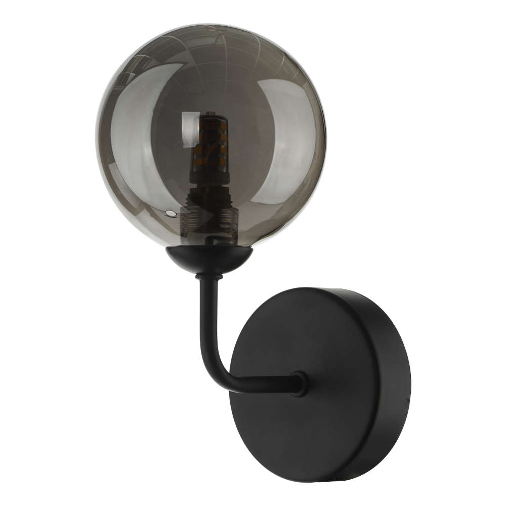 där Feya Wall Light Matt Black With Smoked Glass