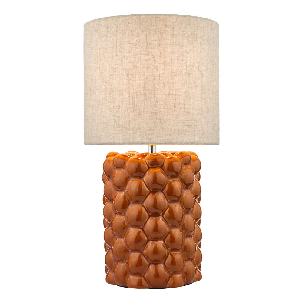 där Jayden Table Lamp Orange Glaze With Shade