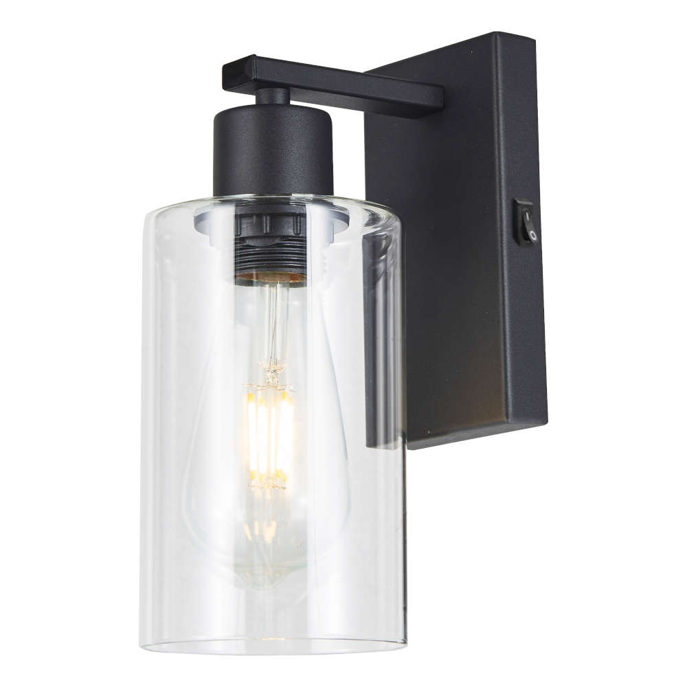 där Miu Wall Light Matt Black With Clear Glass