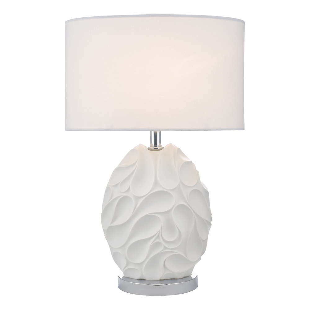 där Zachary Oval Table Lamp White With Shade