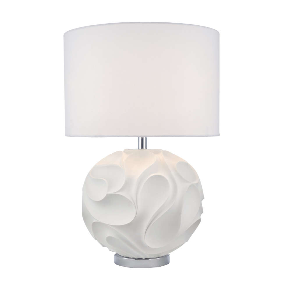 där Zachary Round Table Lamp White With Shade